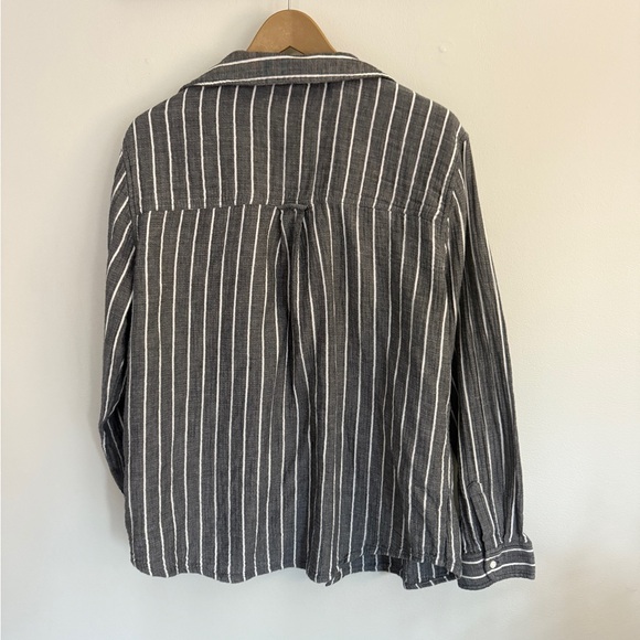 Quince 100% Organic Cotton Striped Button-Down Shirt – Charcoal/White – Size L - Picture 3 of 7